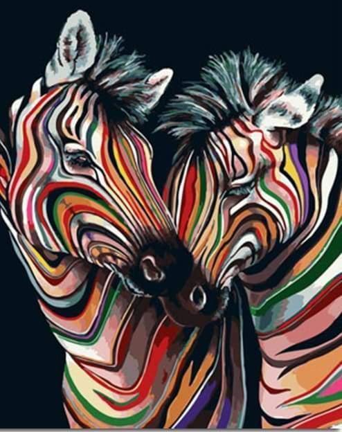Actual product image Figured'Art Paint by Numbers - Couple of Colorful Zebras