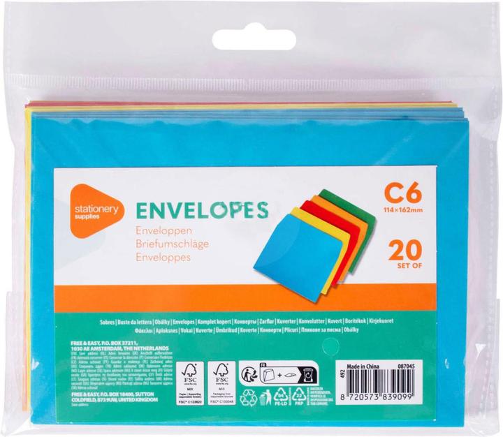 Coloured envelopes C6, 20 pieces. (C6, 20 x)