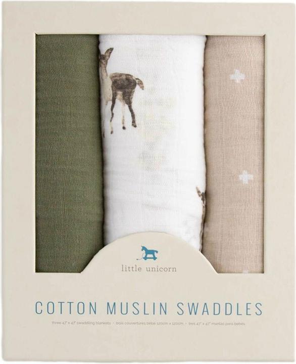 Produktbild little unicorn Cotton Muslin Swaddle 3 Pack - Oh Deer! (120 cm, 120 cm)