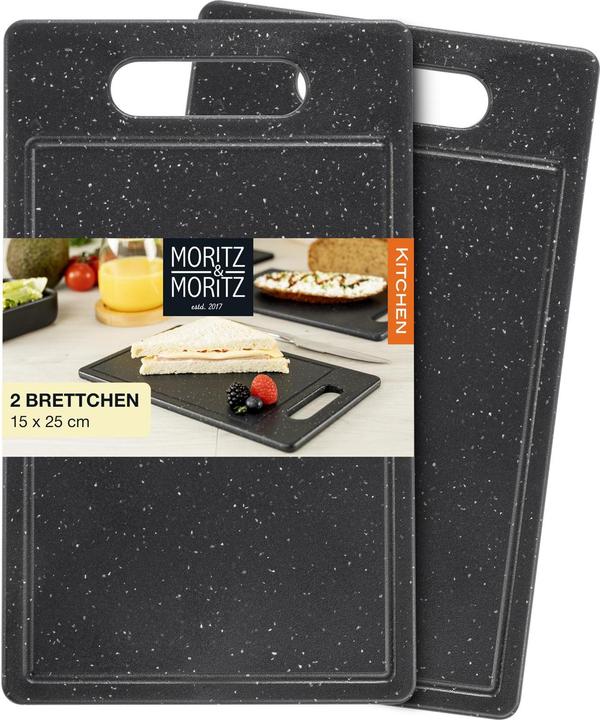 Produktbild Moritz & Moritz 2X Schneidebretter Kunststoff mit Saftrille in Granit Optik - 25 x 15 cm