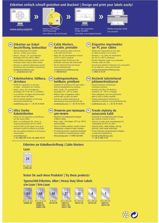 Actual product image Avery Cable labels