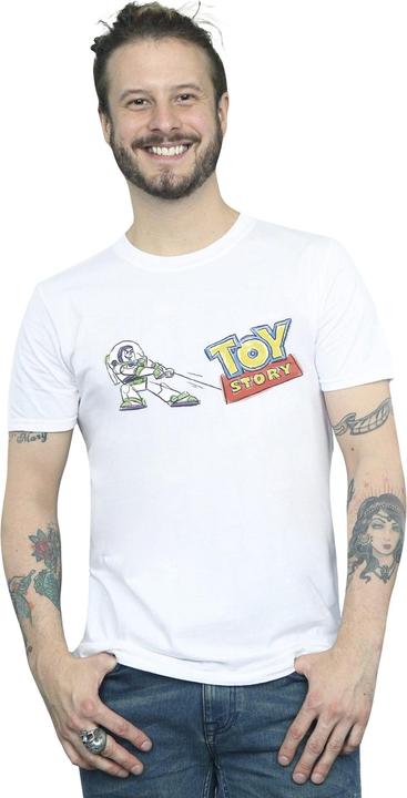 Actual product image Disney Mens Toy Story Buzz Pulling Logo T-Shirt (XL)