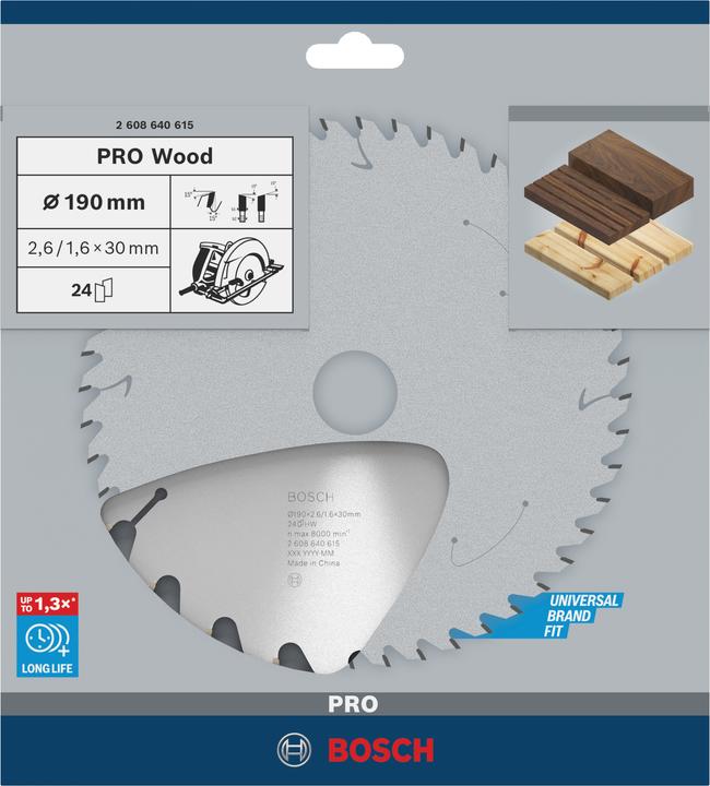 Produktbild Bosch Professional Zubehör PRO Wood Kreissägeblatt, 190 x 2.6 x 30 mm