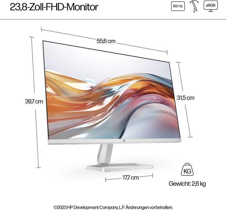 Immagine prodotto HP Series 5 23.8 inch FHD White Monitor - 524sw (1920 x 1080 pixel, 23.80")