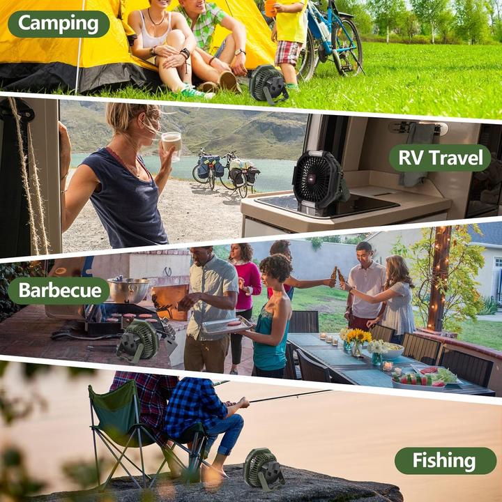 Actual product image Zwoos USB Campingventilator mit LED-Licht, Fernbedienung