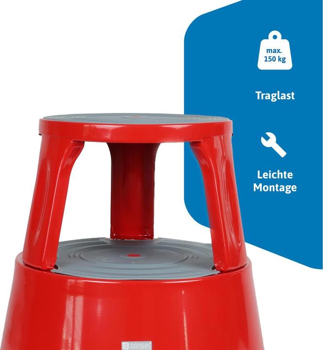 Actual product image Dönges Roller stool, metal, red