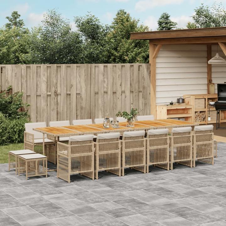 Produktbild VidaXL 17-Tlg. Garten-Essgruppe Mit Kissen Schwarz Poly Rattan (106 cm)