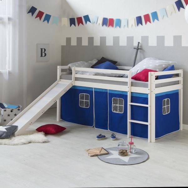 Immagine prodotto Homestyle4u Letto a soppalco con scivolo e tenda (90 x 200 cm)