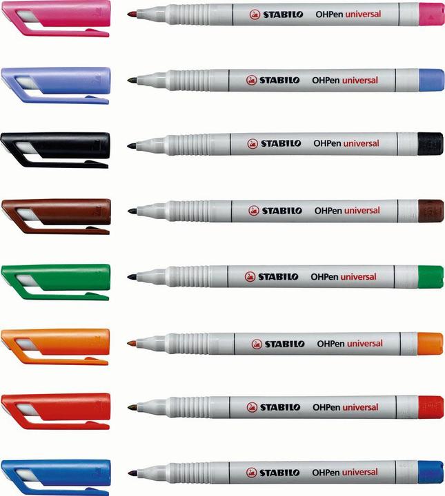 Produktbild STABILO OHPen (Orange, Grün, Blau, Schwarz, Rot, Braun, 0.40 mm, 6 x)