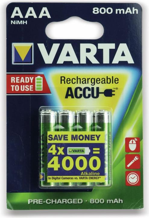 Produktbild Varta Recharge Accu Power (4 Stk., AAA, 800 mAh)