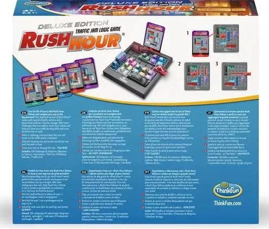 Produktbild Ravensburger ThinkFun 76617 - Rush Hour - Das bekannte Stau-Spiel in der Deluxe Edition mit Fahrzeugen in (Portugiesisch, Englisch, Deutsch, Italienisch, Französisch, Spanisch, Niederländisch)