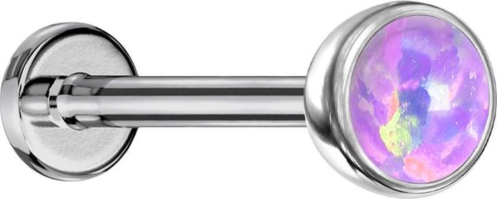 Star Piercing Micro Threadless Labret silber Halbkugel mit Opal violett (Titan G23, ohne Messing)