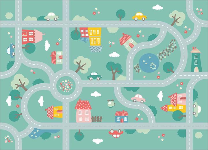 Immagine prodotto Achoka Tappeto da gioco Traffic Turchese, 100x150cm (100 x 150 cm)