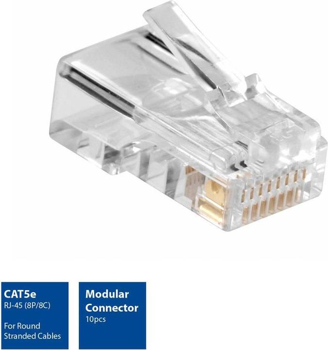 Image du produit Connecteur modulaire CAT5E RJ-45 (10 pièces), Zip Bag (Câble réseau Connecteur)