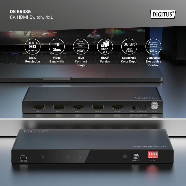 Produktbild Digitus 8K HDMI Switch, 4x1