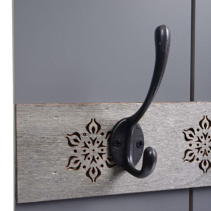 Actual product image Mendler Wall coat rack HWC-C89 Home, shabby look vintage, 8 hooks 91x60cm - grey-blue
