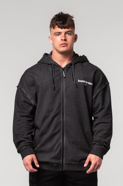 Nebbia Washed-off Hoodie mit Reissverschluss Gym Bro 362 - black