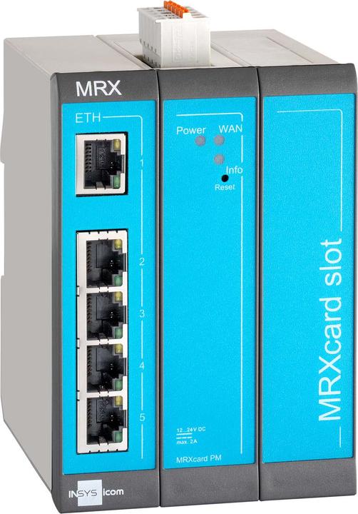 Image du produit Insys icom MRX3 LAN, routeur LAN-LAN modulaire, VPN 5xEthernet 10/100BT 2xdig.Un slots MRcard:1x libre