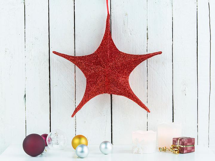 Immagine prodotto Britesta Set di 2 stelle di Natale pieghevoli da appendere, rosso scintillante, Ø 40cm