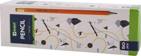 D.Rect Pencil HB 7405 wooden with eraser (50 pcs) (50 x)