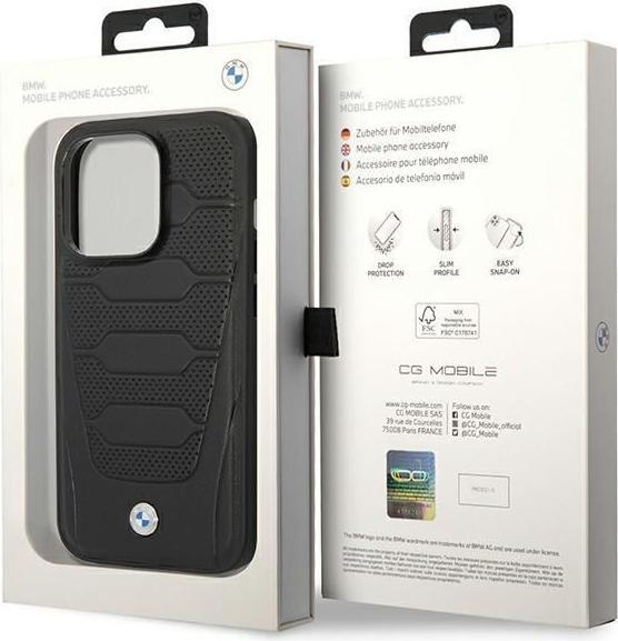 Productafbeelding BMW Hoesje BMHMP14X22RPSK iPhone 14 Pro Max 6,7" czarny/zwart Lederen Zetels Patroon MagSafe (Apple iPhone 14 Pro Max)
