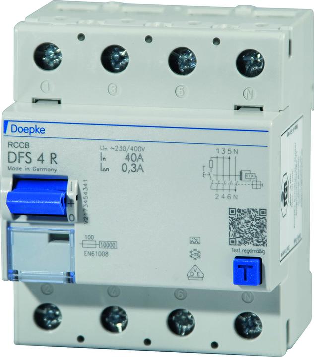 Image du produit Doepke Disjoncteur différentiel DFS4 063-4/0.03-A R Conducteur de protection droit