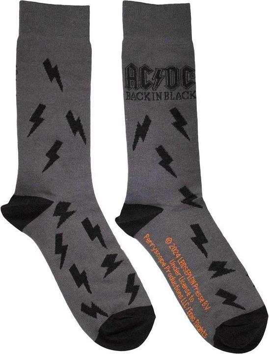 Actual product image AC/DC Unisex Adult Back In Black Bolts Socks (39.5 - 45.5)