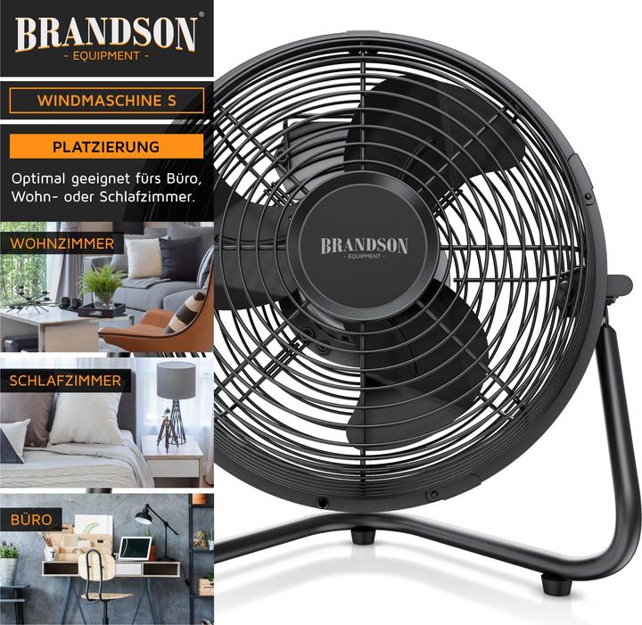 Image du produit Brandson Machine à vent 23,5cm Ø, ventilateur de sol, métal, tête de ventilateur inclinable, ventilateur (55 dB)