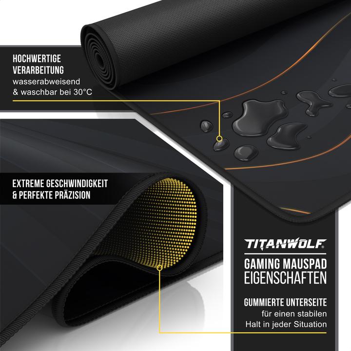 Image du produit Titanwolf Tapis de souris de jeu, 900 x 400mm XXL Speed Gaming Mousepad, Tapis de souris Très grande surface (XXL)