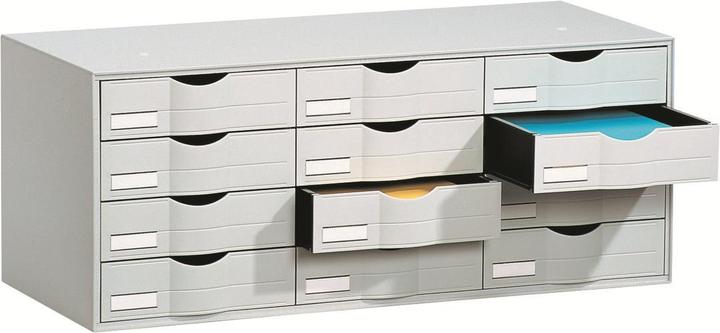 Produktbild Paperflow Schubladenelement, 12 Schubladen, grau aus Polystyrol, fertig montiert (A4)