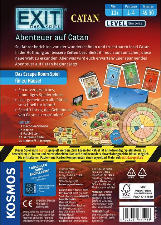 Immagine prodotto Kosmos EXIT® - Il gioco: Avventura su Catan (Tedesco)