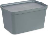 Kipit cassetta di plastica con coperchio 24l grigio (24 l)