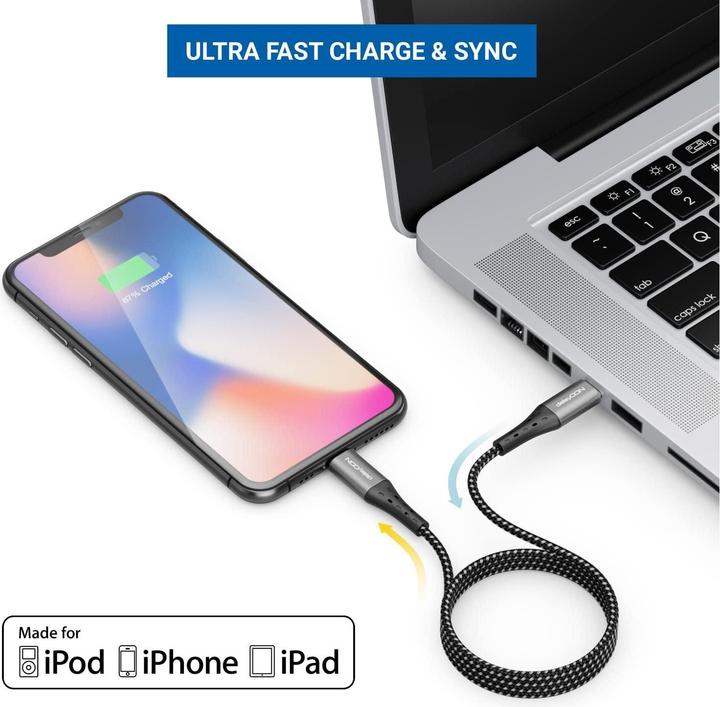 Produktbild deleyCON USB 2.0-Kabel USB C - Lightning 2 m (2 m, USB 2.0)