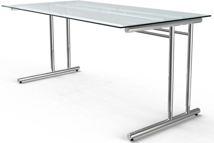 Kerkmann Desk frosted glass rectangular C-leg frame chrome 160.0 x 80.0 cm