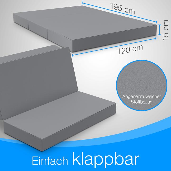 Produktbild Bestschlaf Klappmatratze, 3-teilige Faltmatratze, Reisebett, Gästematratze (120 x 195 cm, Schaumstoffkern)
