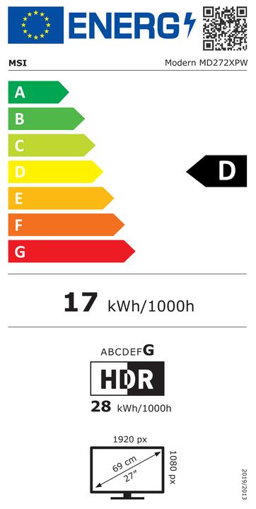 Energie-Label MSI Modern MD272XPWDE (1920 x 1080 Pixel, 27")