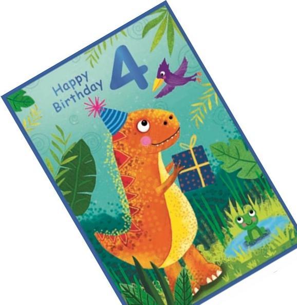 Immagine prodotto Simon Elvin Dinosauro 4° Compleanno Biglietto d'Auguri Misura Confezione 6 (6 pz.)