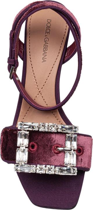Actual product image Dolce & Gabbana velvet sandal in vinacca color with buckle with stones (39)
