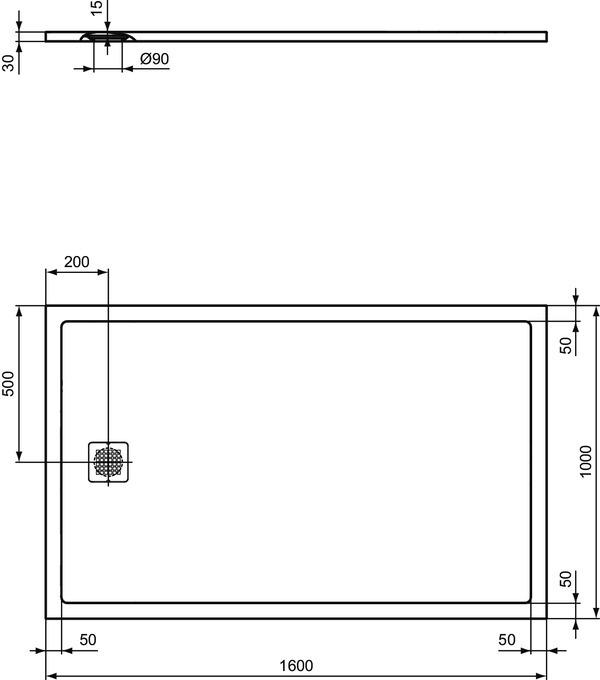 Produktbild Ideal Standard Ultra Flat S Rechteck-Brausewanne 1600x1000mm K8319