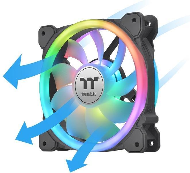 Actual product image Thermaltake SWAFAN 14 RGB computer case fan 14 cm Black 3 piece(s) (140 mm, 3 x)