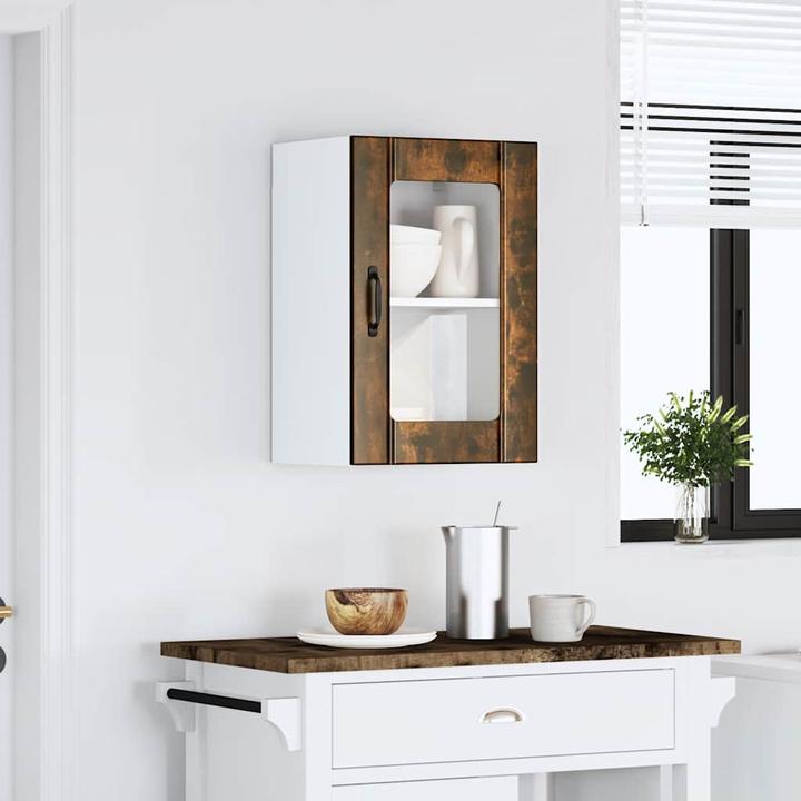 Immagine prodotto VidaXL Pensile da cucina con anta in vetro Lucca rovere fumé Pensile da cucina (40 x 31 x 60 cm)