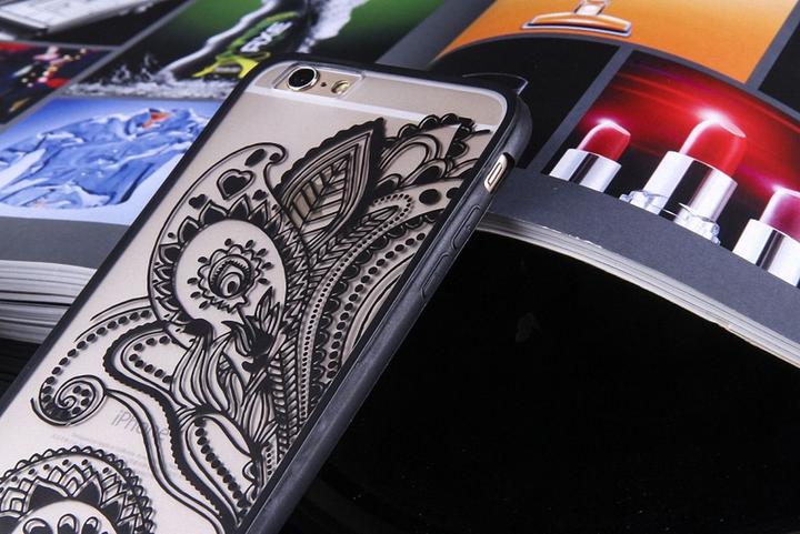 Actual product image König Design Apple iPhone 6s Plus Mobile Cover Mandala Case Protective Cover Motif Flower Black (Apple iPhone 6 Plus)