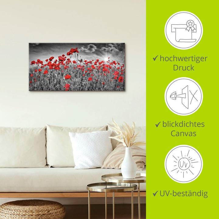 Produktbild Artland Idyllisches Mohnblumenfeld mit Sonne S8HV (60 x 30 cm)