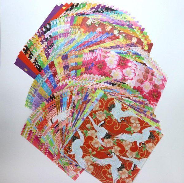Image du produit Kamiiso Origami Washi-Tiyogami, 100 feuilles, 13 motifs (100 x)