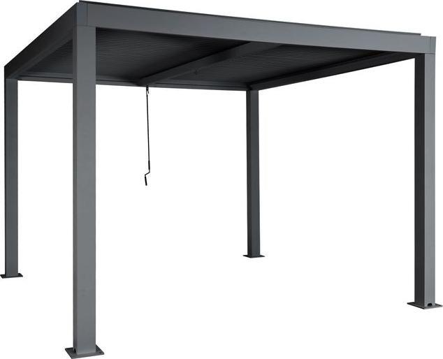 Mendler Pergola HWC-L46, struttura in alluminio da 10 cm, grondaia a prova di tempesta, 3x3 m, antracite (300 cm, 300 cm)