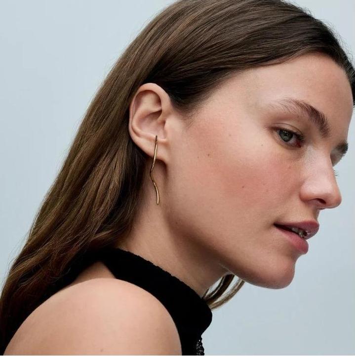 Actual product image Pandora Organic moulded wire earrings (Metal, Gold plated)