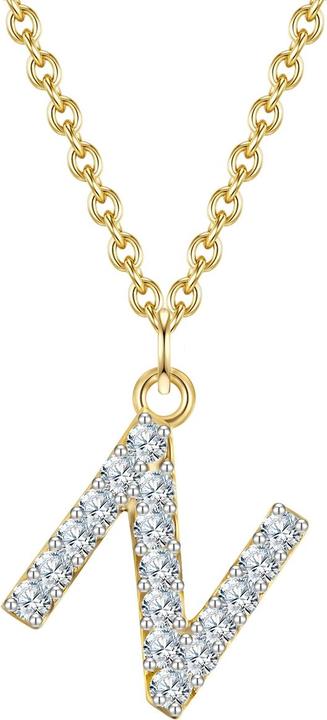 Image du produit Glanzstücke München Femme lettre N argent sterling zirconium or jaune 45,0 cm chaîne de base + 5,0 cm extension - 32068 (Argent Sterling, 40 - 45 cm)