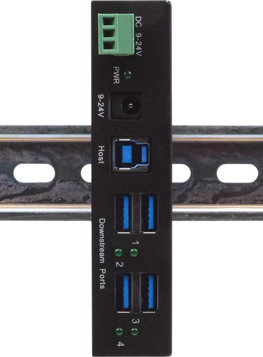Produktbild Exsys 4 Port USB 3.2 Gen 1 HUB Metall-Gehäuse, inkl. USB 3.0 Kabel, Din-Rail und Wandm (USB-B, 4 Ports)