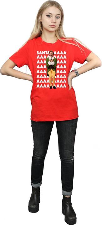 Actual product image Elf Womens/Ladies Buddy Santa Scream Cotton Boyfriend T-Shirt (S)