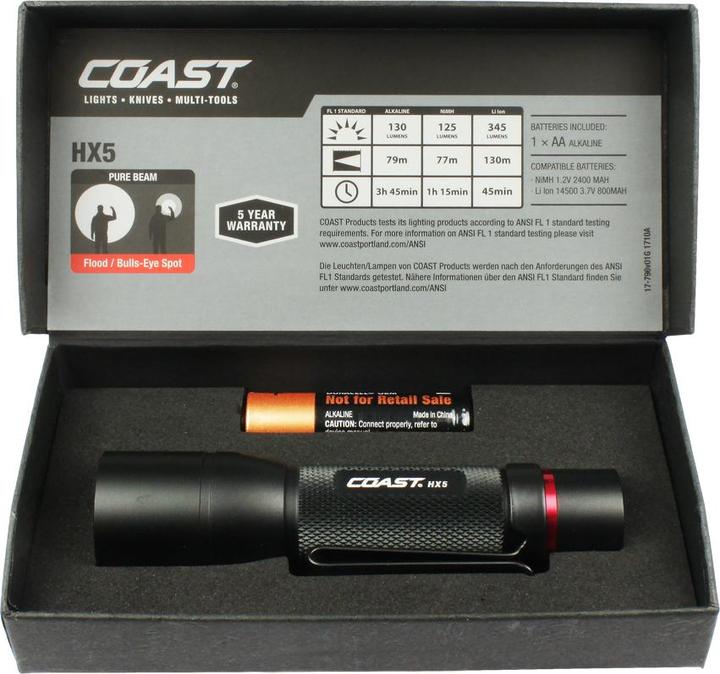 Immagine prodotto Coast Torcia HX5 con messa a fuoco a una mano 410 lumen (10.40 cm, 345 lm)